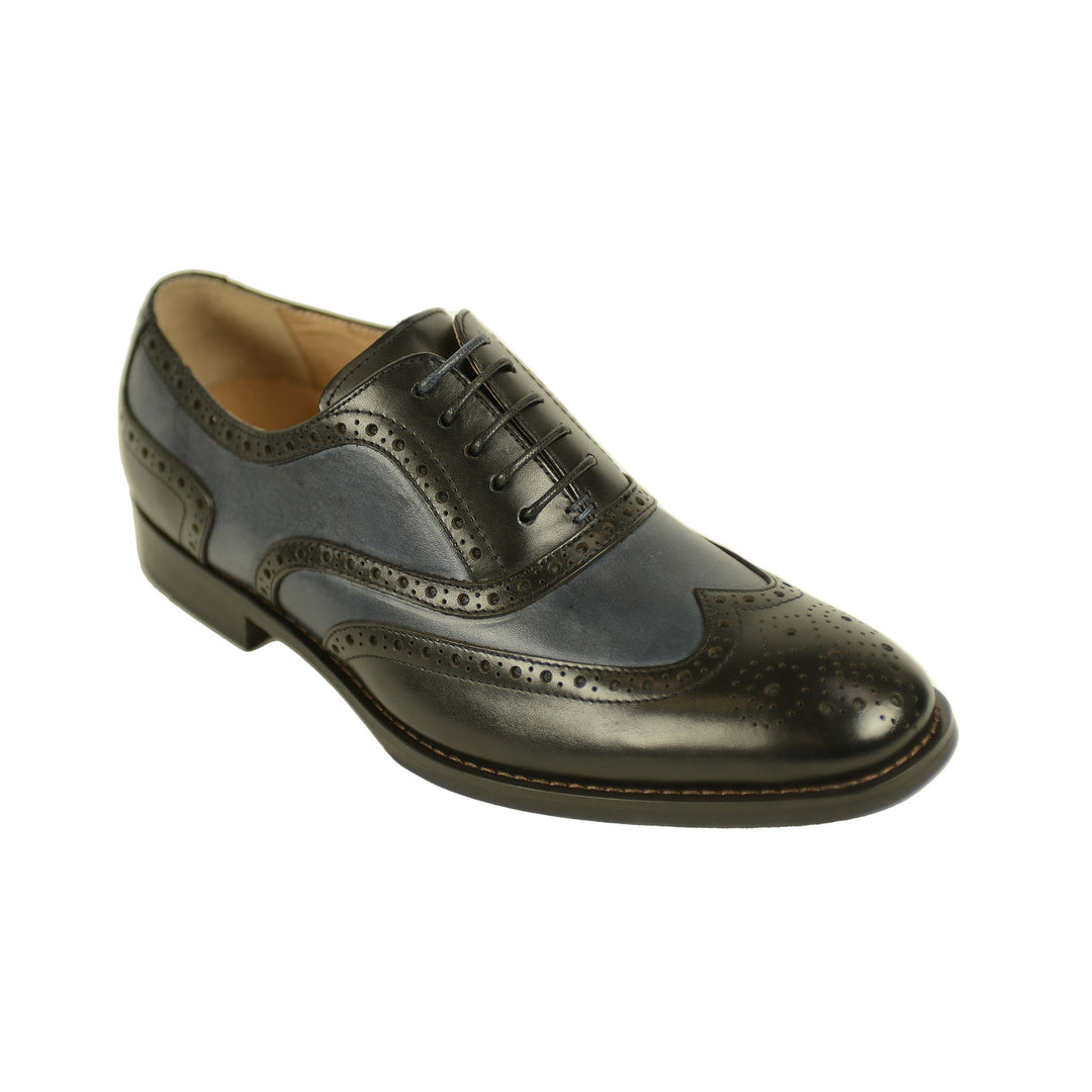 Azor ZM3777 Cresto Black Navy Leather Brogue Shoes - Baks Menswear Bournemouth