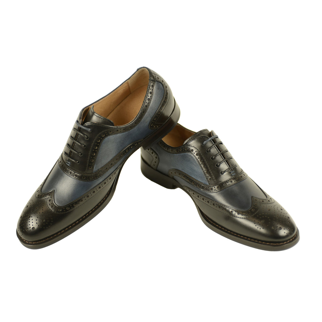 Azor ZM3777 Cresto Black Navy Leather Brogue Shoes - Baks Menswear Bournemouth