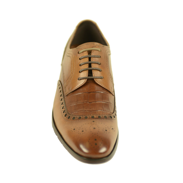 Azor ZM3778 Bianco Tan Brown Leather Brogue Shoes - Baks Menswear Bournemouth