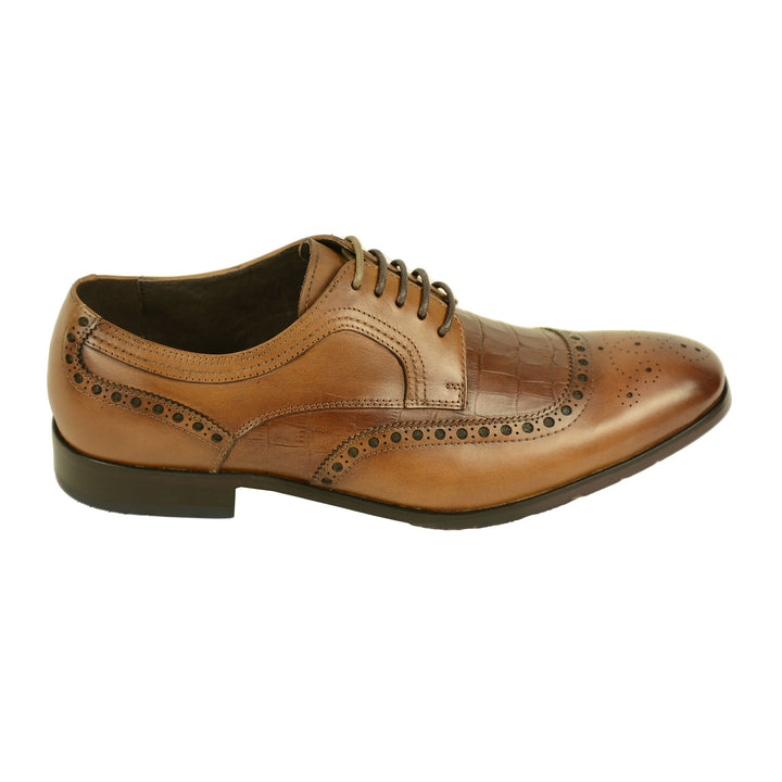 Azor ZM3778 Bianco Tan Brown Leather Brogue Shoes - Baks Menswear Bournemouth