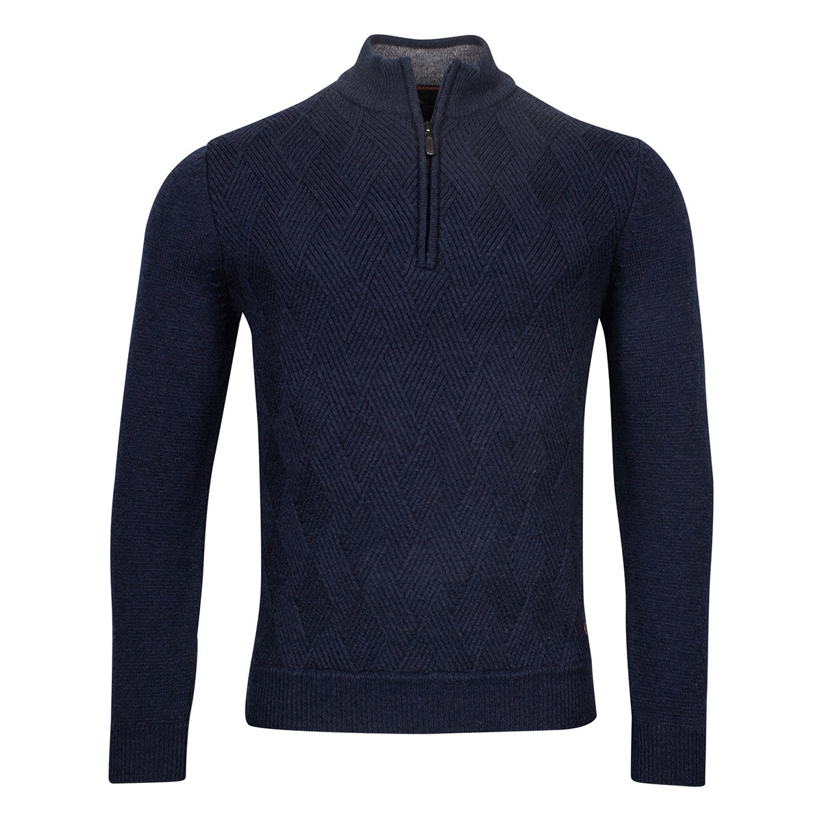 Baileys 228452-105 Navy Zip Neck Lattice Knit Lambswool Jumper (11 ...