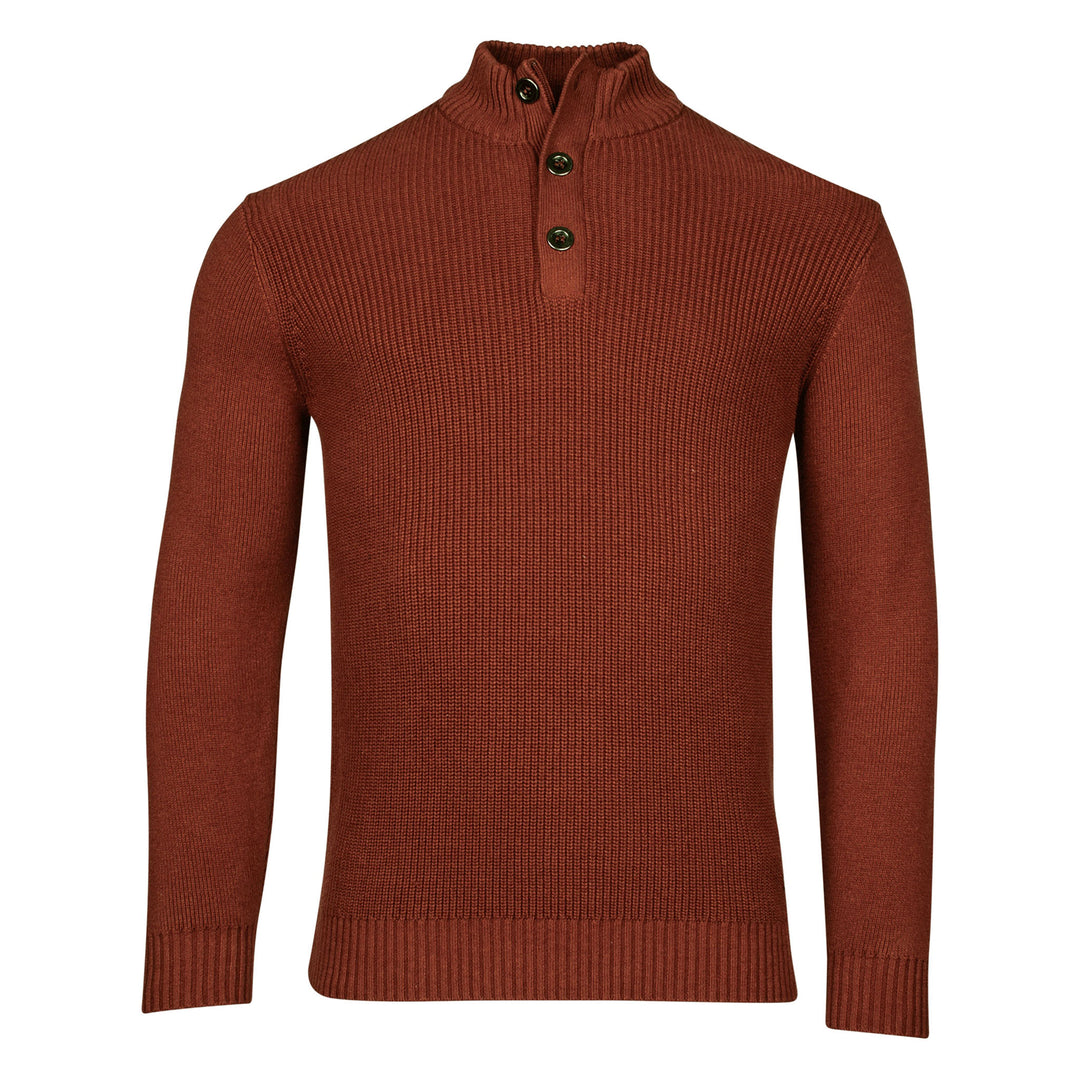 Baileys Ribbed Jumper Deep Red Half Button Neck 428436-365 - Baks Menswear Bournemouth