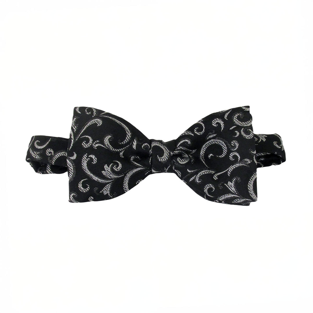 Black Silver Ornate Lurex Bow Tie - Baks Menswear Bournemouth