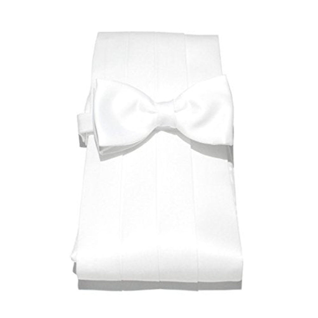 Cummerbund & Bow Tie Set White - Baks Menswear Bournemouth