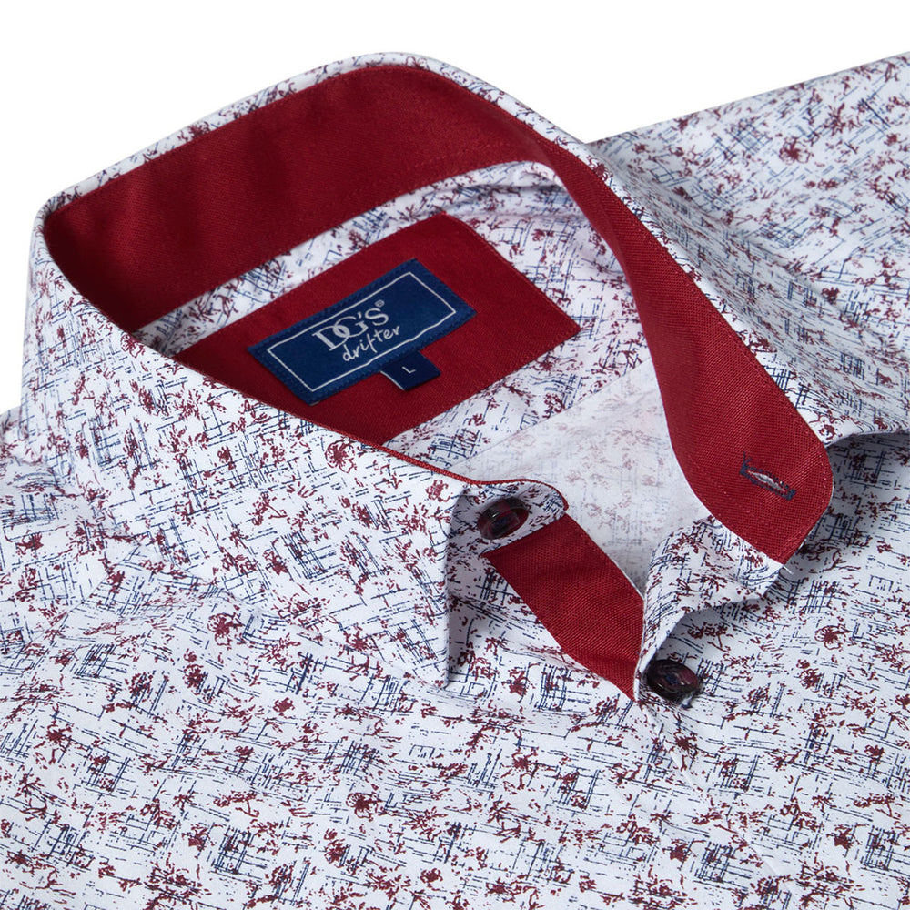 DG's Drifter 14681 66 Giovanni Maroon Red Short Sleeve Shirt - Baks Menswear Bournemouth