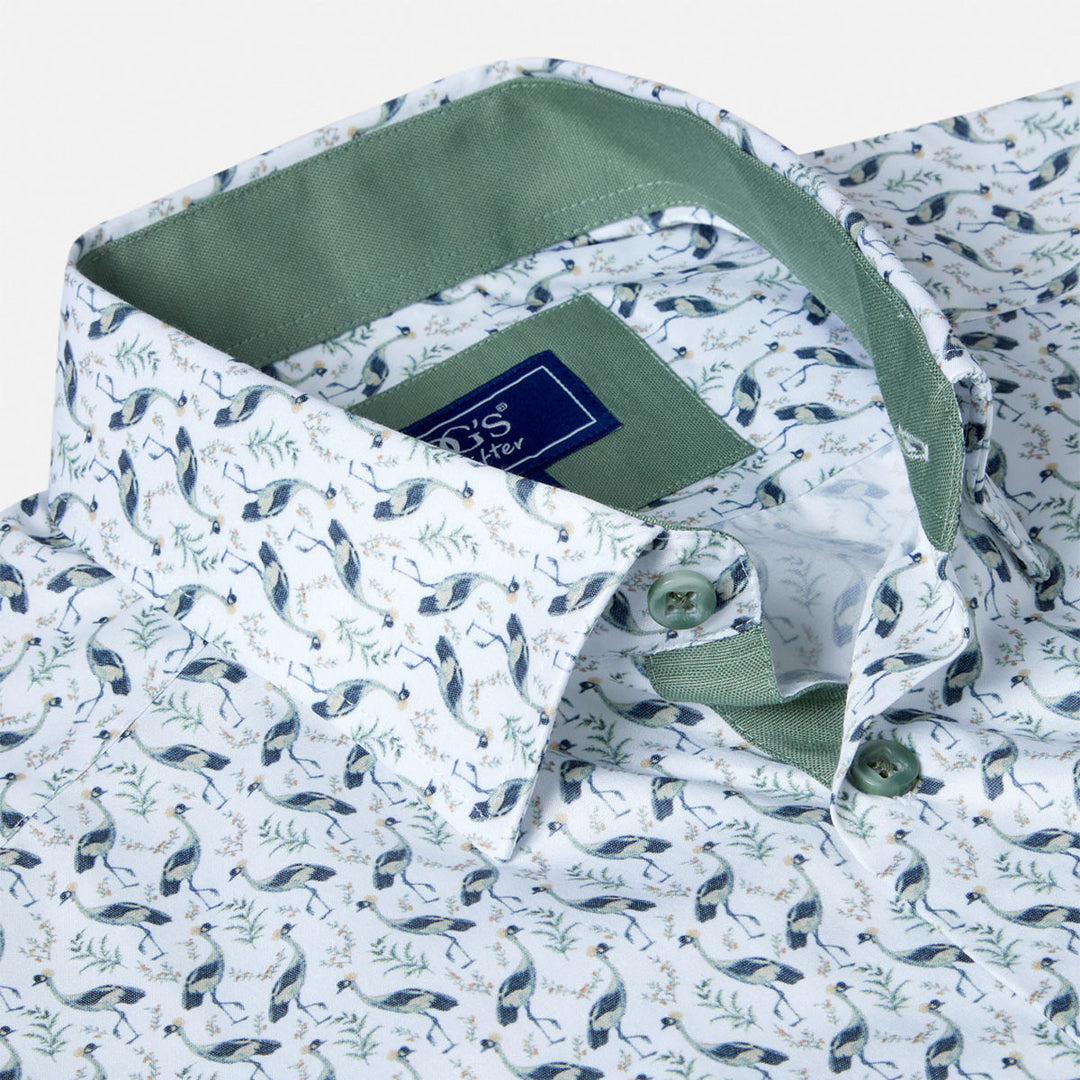 DG's Drifter 14684 33 Giovanni Green Short Sleeve Bird Print Shirt