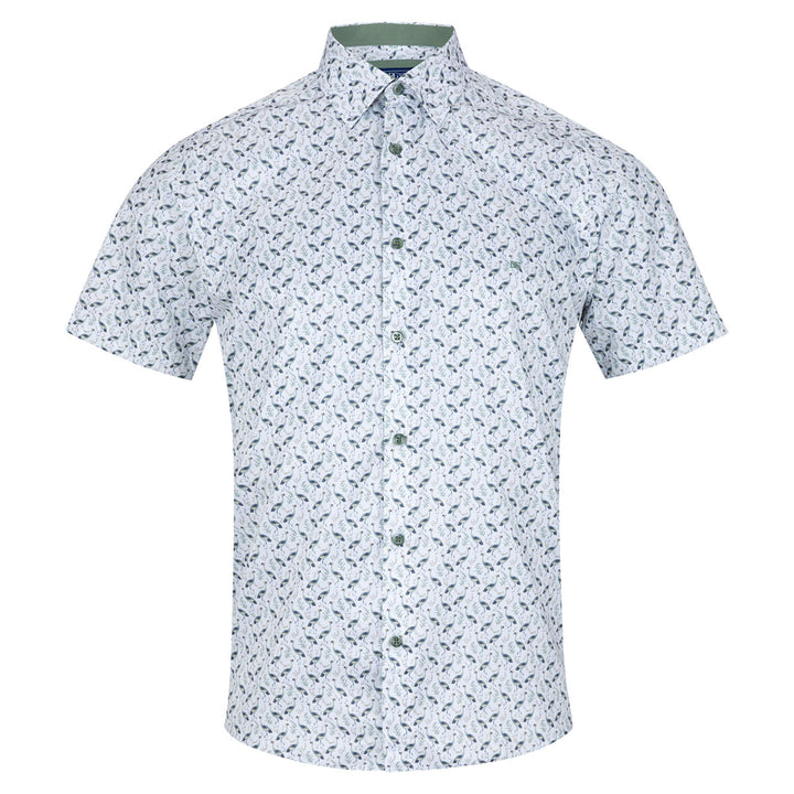 DG's Drifter 14684 33 Giovanni Green Short Sleeve Bird Print Shirt