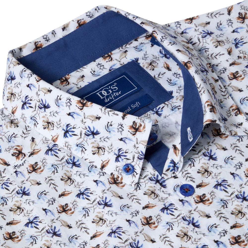 DG's Drifter 14773 25 Ivano Blue Print Short Sleeve Shirt - Baks Menswear Bournemouth