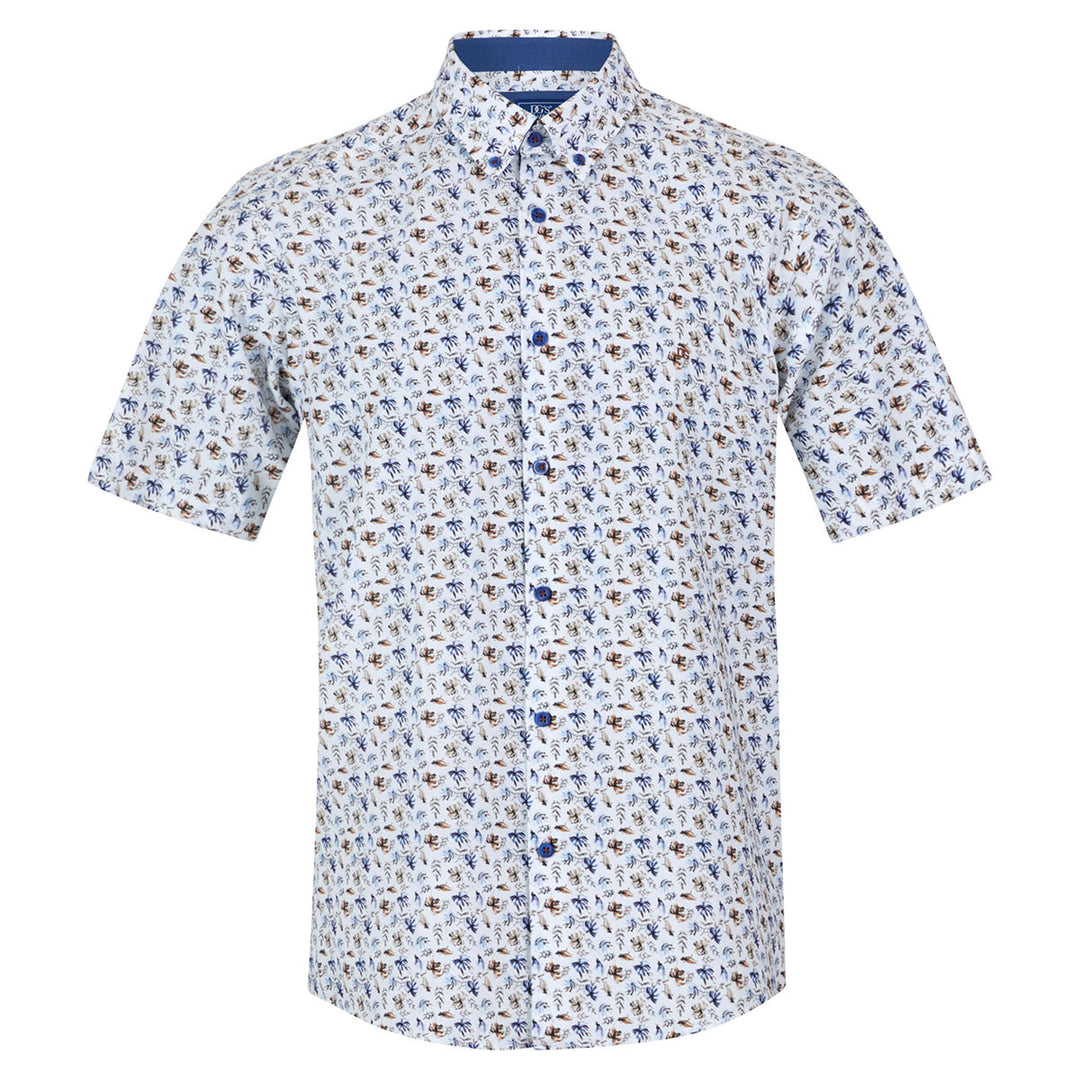 DG's Drifter 14773 25 Ivano Blue Print Short Sleeve Shirt - Baks Menswear Bournemouth