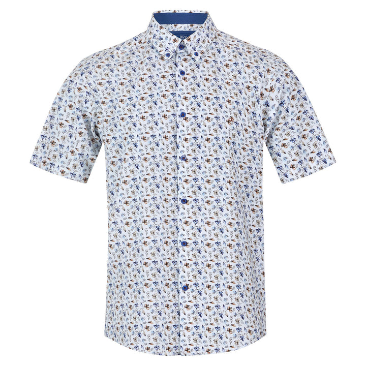 DG's Drifter 14773 25 Ivano Blue Print Short Sleeve Shirt - Baks Menswear Bournemouth