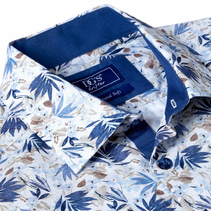 DG's Drifter 14778 22 Giovanni Light Blue Fern Print Short Sleeve Shirt - Baks Menswear Bournemouth