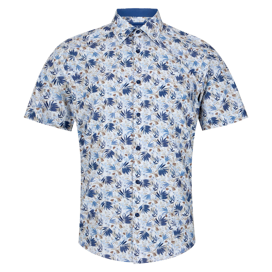 DG's Drifter 14778 22 Giovanni Light Blue Fern Print Short Sleeve Shirt - Baks Menswear Bournemouth