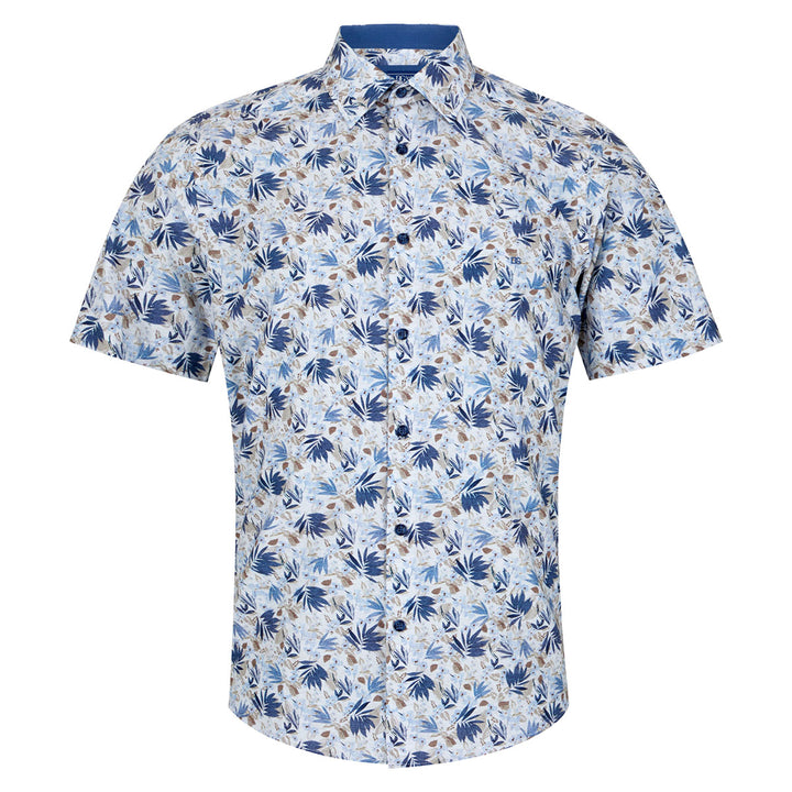 DG's Drifter 14778 22 Giovanni Light Blue Fern Print Short Sleeve Shirt - Baks Menswear Bournemouth