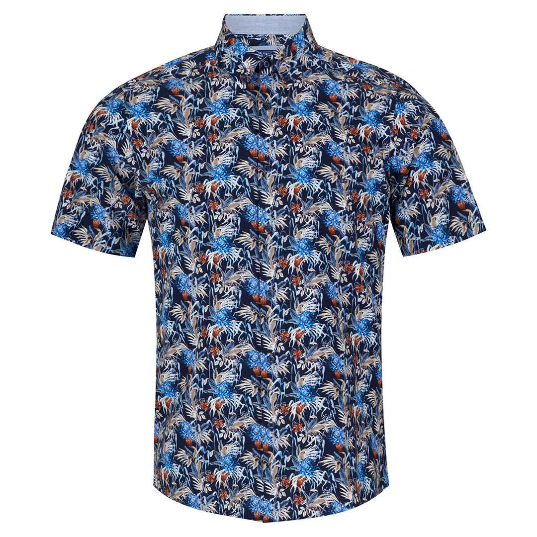 DG's Drifter 14779 78 Ivano Navy Short Sleeve Floral Print Shirt - Baks Menswear Bournemouth