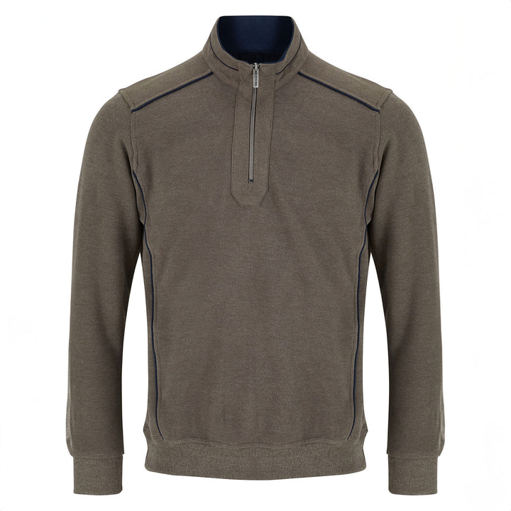 DG's Drifter 3-55172-47 Brown Long Sleeve Zip Neck Jumper - Baks Menswear Bournemouth