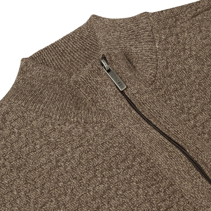 DG's Drifter Jumper Half Zip Long Sleeve Light Brown 3-55329-42 - Baks Menswear Bournemouth