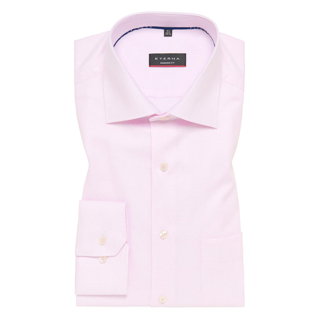Eterna 1SH11766 3116-50X169 Rose Fit Modern Textured Twill Menswear – Shirt Baks Pink