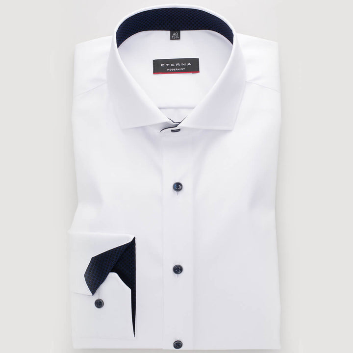 Eterna SH05557 8819-00X15V White Long Sleeve Mens Cover Shirt - Baks Menswear Bournemouth
