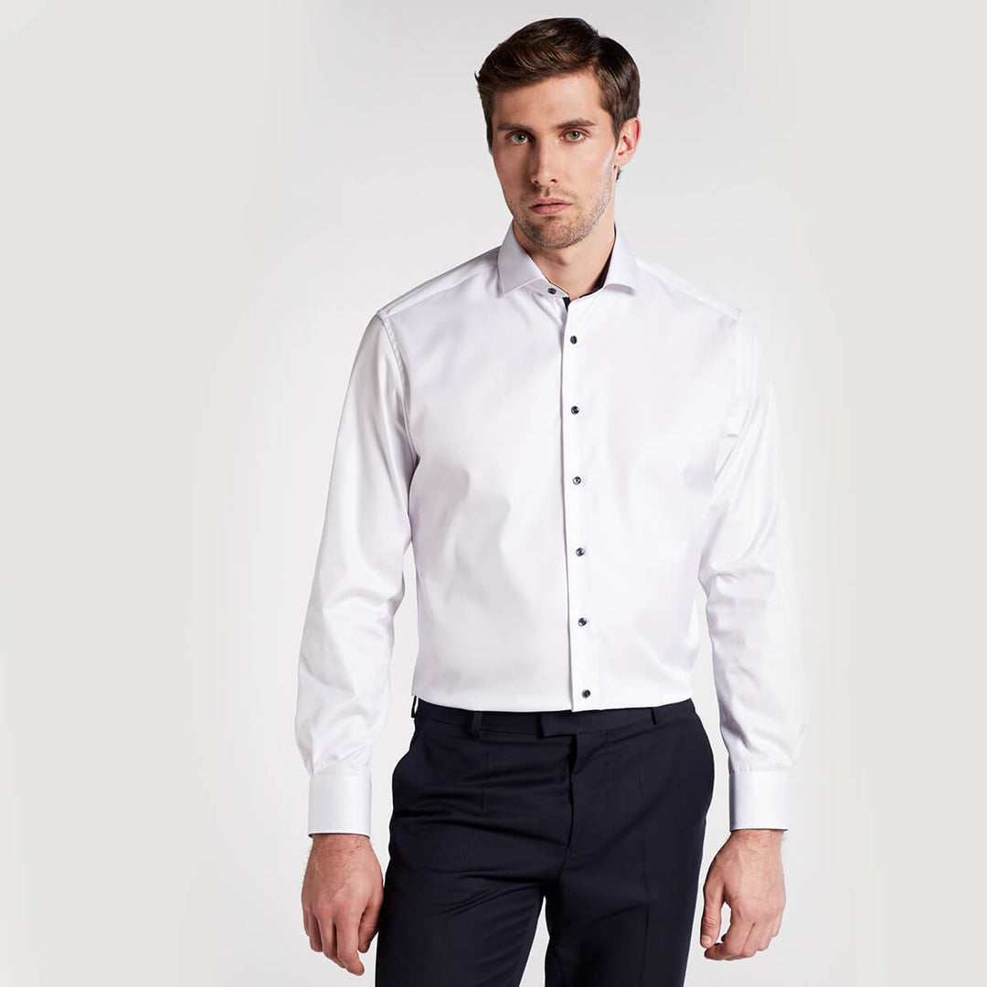 Eterna SH05557 8819-00X15V White Long Sleeve Mens Cover Shirt - Baks Menswear Bournemouth