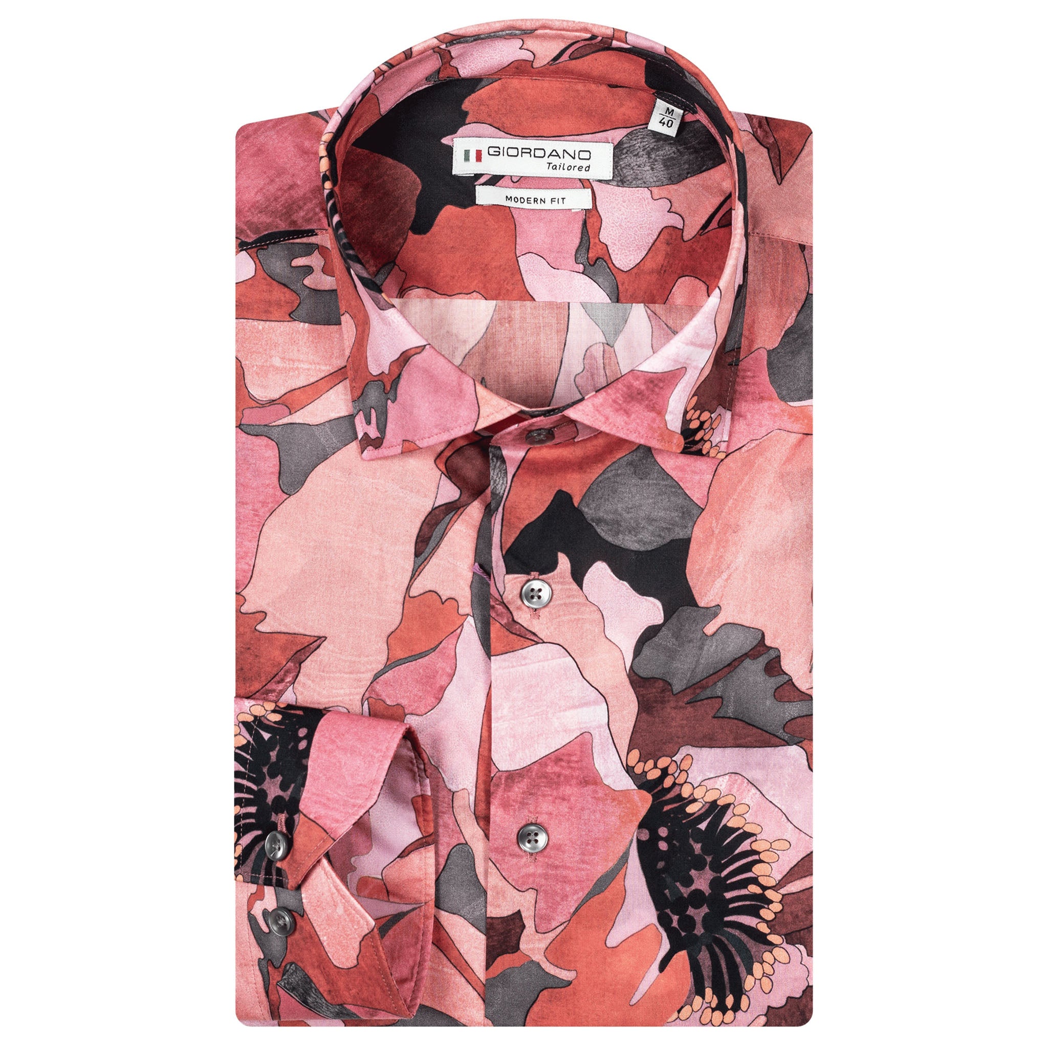 Red Floral Design Print Men's popular Shirt