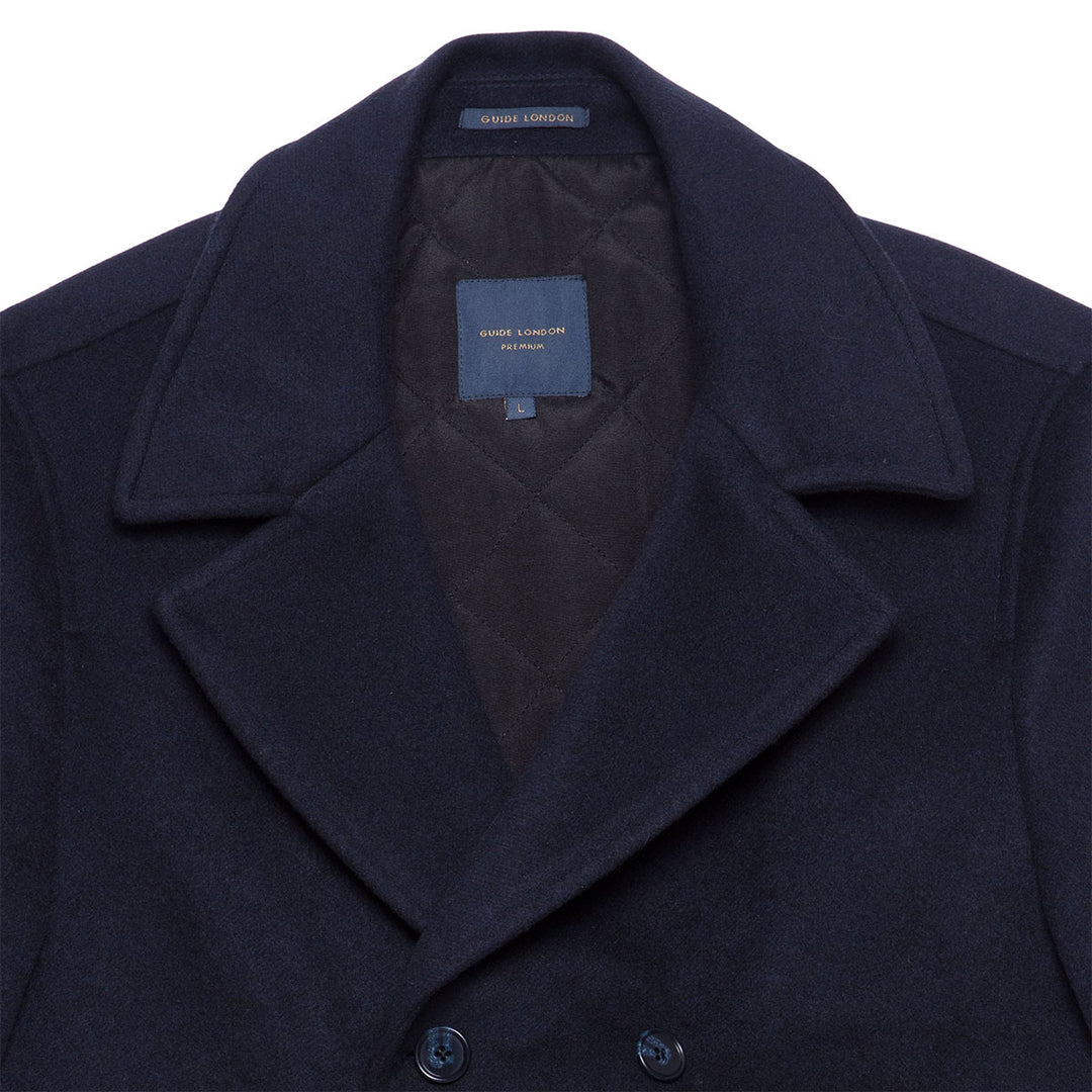 Guide London Coat Wool Blend Mid Blue CT1064