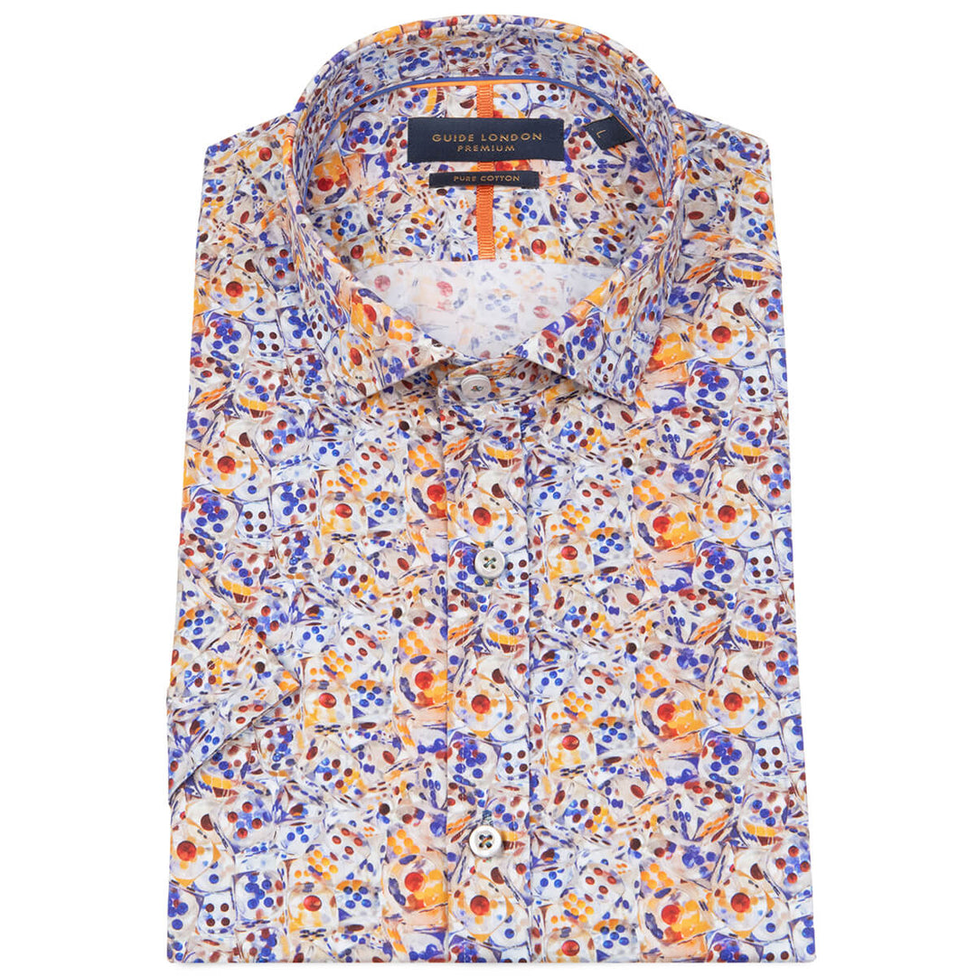 Guide London HS2719 Multicolour Mens Short Sleeve Cotton Sateen Shirt - Baks Menswear Bournemouth