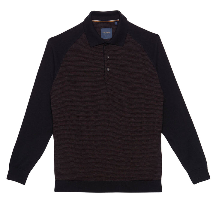 Guide London Jumper KW2904 Black Brown Braided Weave Knit with Collar - Baks Menswear Bournemouth