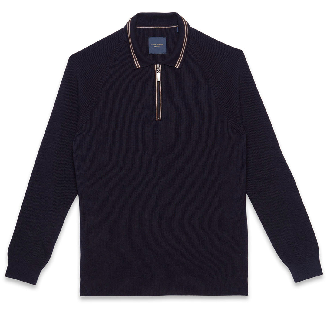 Guide London Jumper KW2906 Navy Zip Neck - Baks Menswear Bournemouth