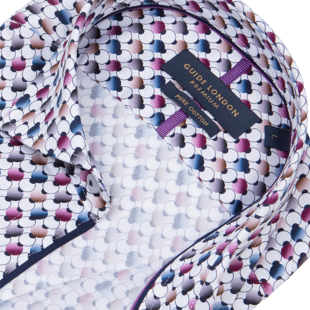 Guide London Shirt Long Sleeve Geometric Print Multicolour LS76951 - Baks Menswear Bournemouth