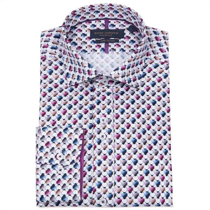 Guide London Shirt Long Sleeve Geometric Print Multicolour LS76951 - Baks Menswear Bournemouth