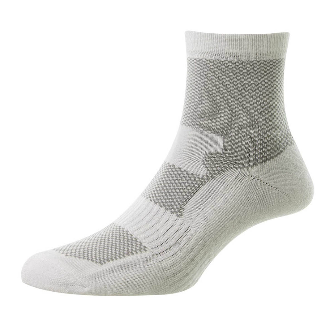 HJ HJ7452 White Bamboo Trainer Sports Socks - Baks Menswear