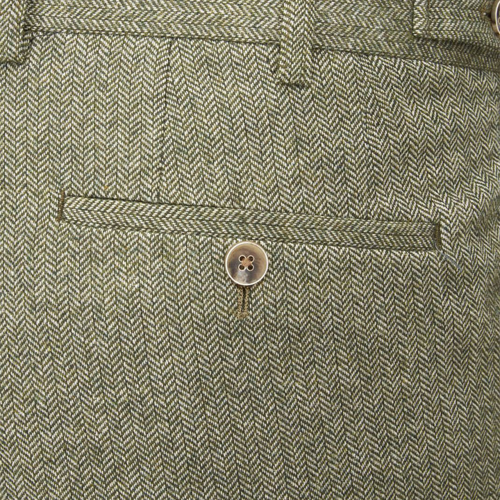 Jude Sage Green Slim Tapered Suit Trousers Tweed Herringbone MM71051 - Baks Menswear Bournemouth