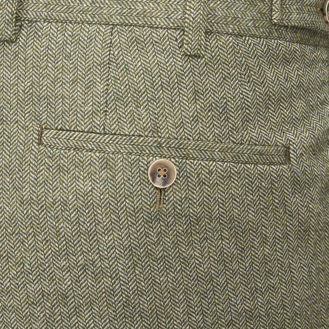 Jude Sage Green Tailored Suit Trousers Tweed Herringbone MM70051 - Baks Menswear Bournemouth