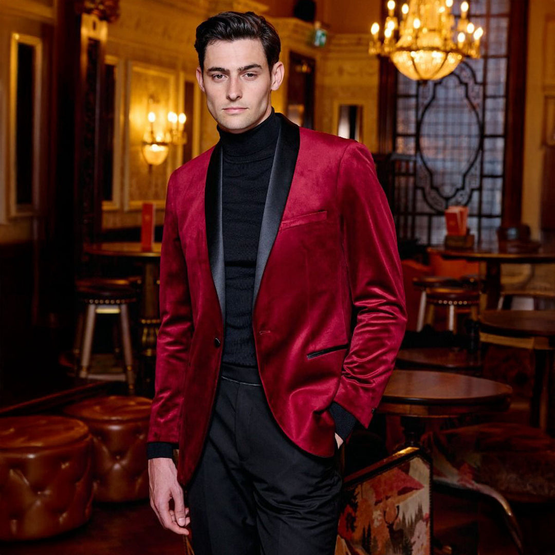 Paso Red Velvet Dinner Jacket - Baks Menswear Bournemouth