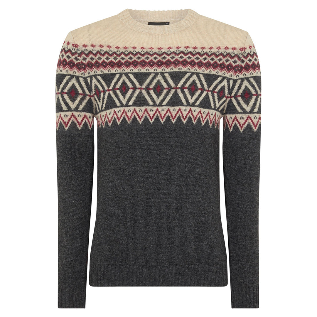 Remus 503-58630-08 Beige Grey Print Crew Neck Jumper