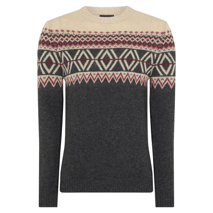 Remus 503-58630-08 Beige Grey Print Crew Neck Jumper