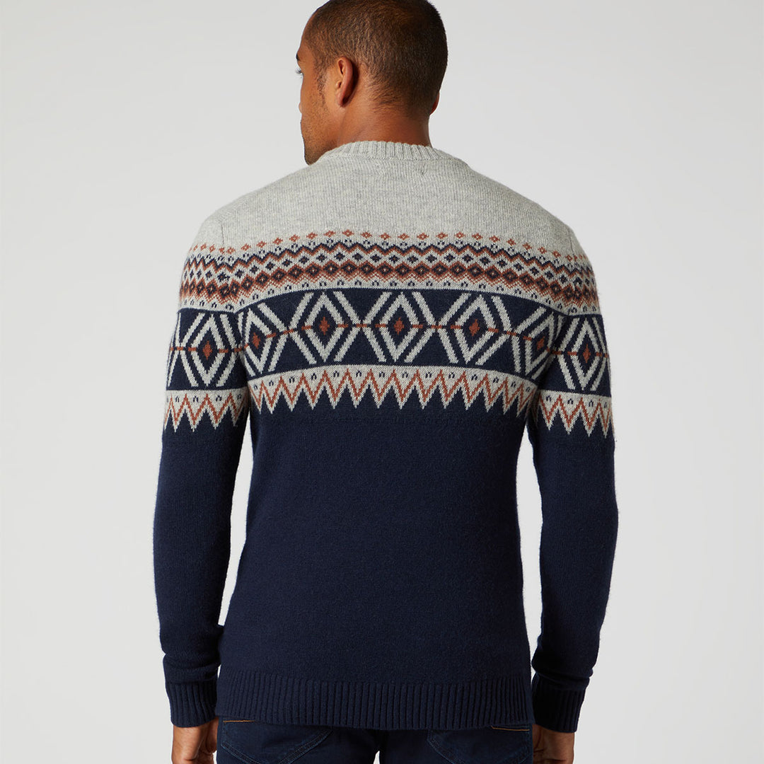 Remus 503-58630-78 Grey/Navy Pattern Crew Neck Jumper