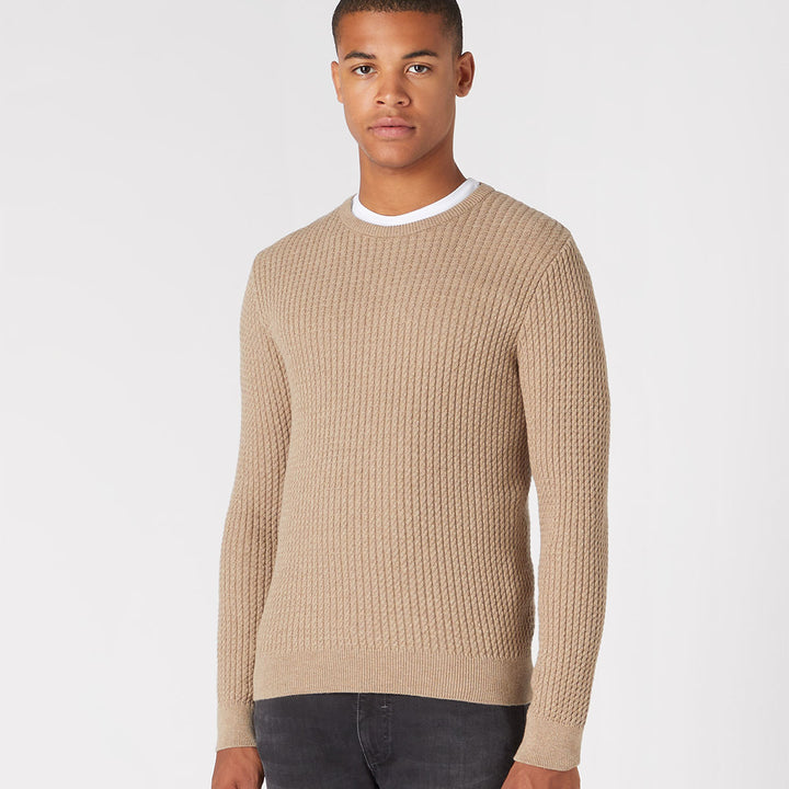 Remus Uomo 523-58673-43 Beige Crew Neck Jumper