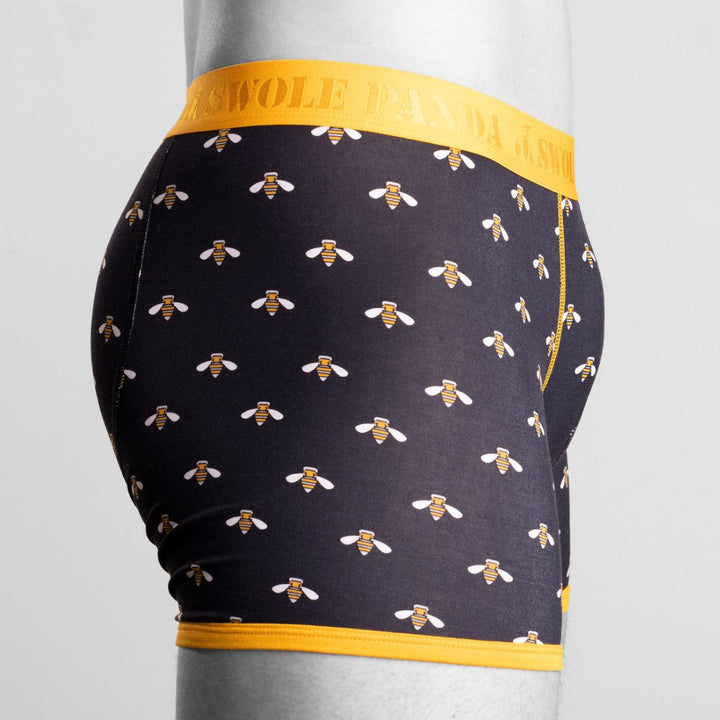 Swole Panda SP-UN-25 Black Bumble Bee Bamboo Boxers Yellow Band - Baks Menswear