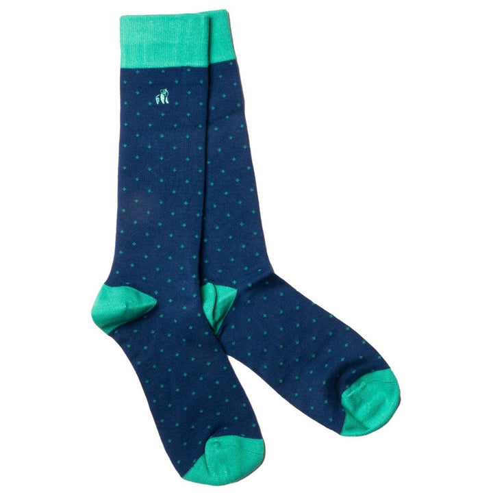 Swole Panda SP333 Blue Green Spotted Bamboo Socks - Baks Menswear