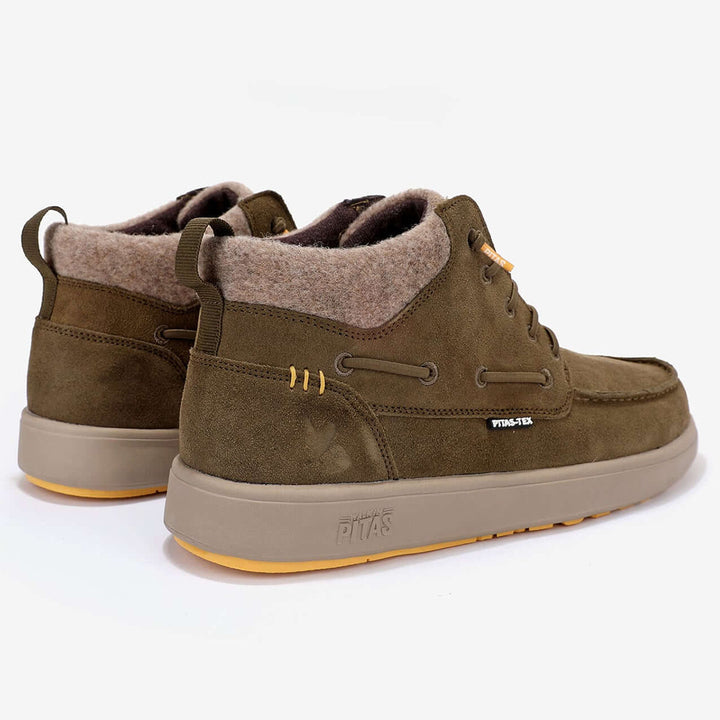 Walk In Pitas Kent Khaki Waterproof Suede Boots - Baks Menswear Bournemouth