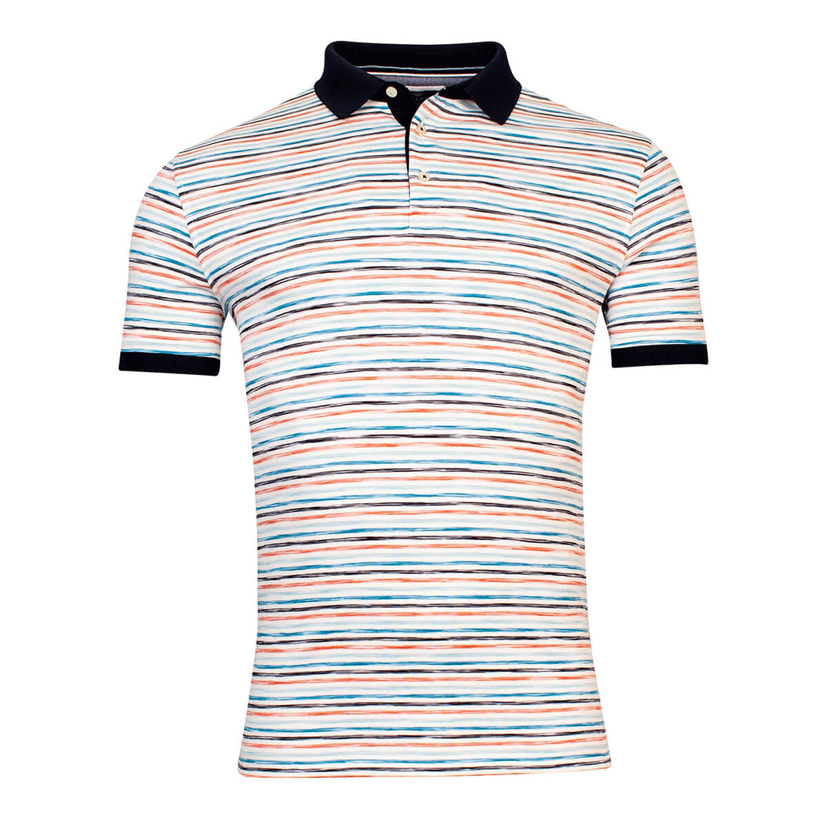 Baileys 315288 White Aqua Stripe Print Mens Polo Shirt