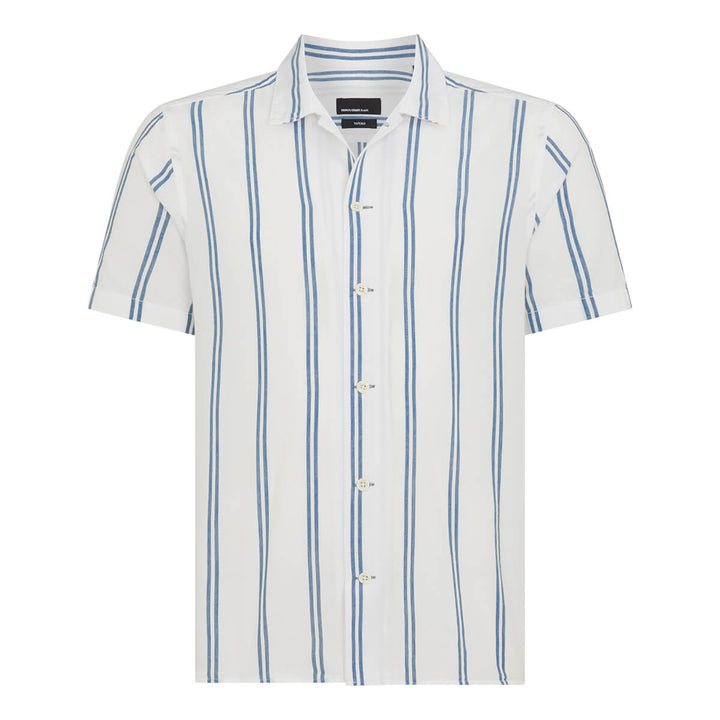 Remus Uomo 131-13758SS-12 Paolo White Blue Stripe Short Sleeve Shirt - Baks Menswear Bournemouth