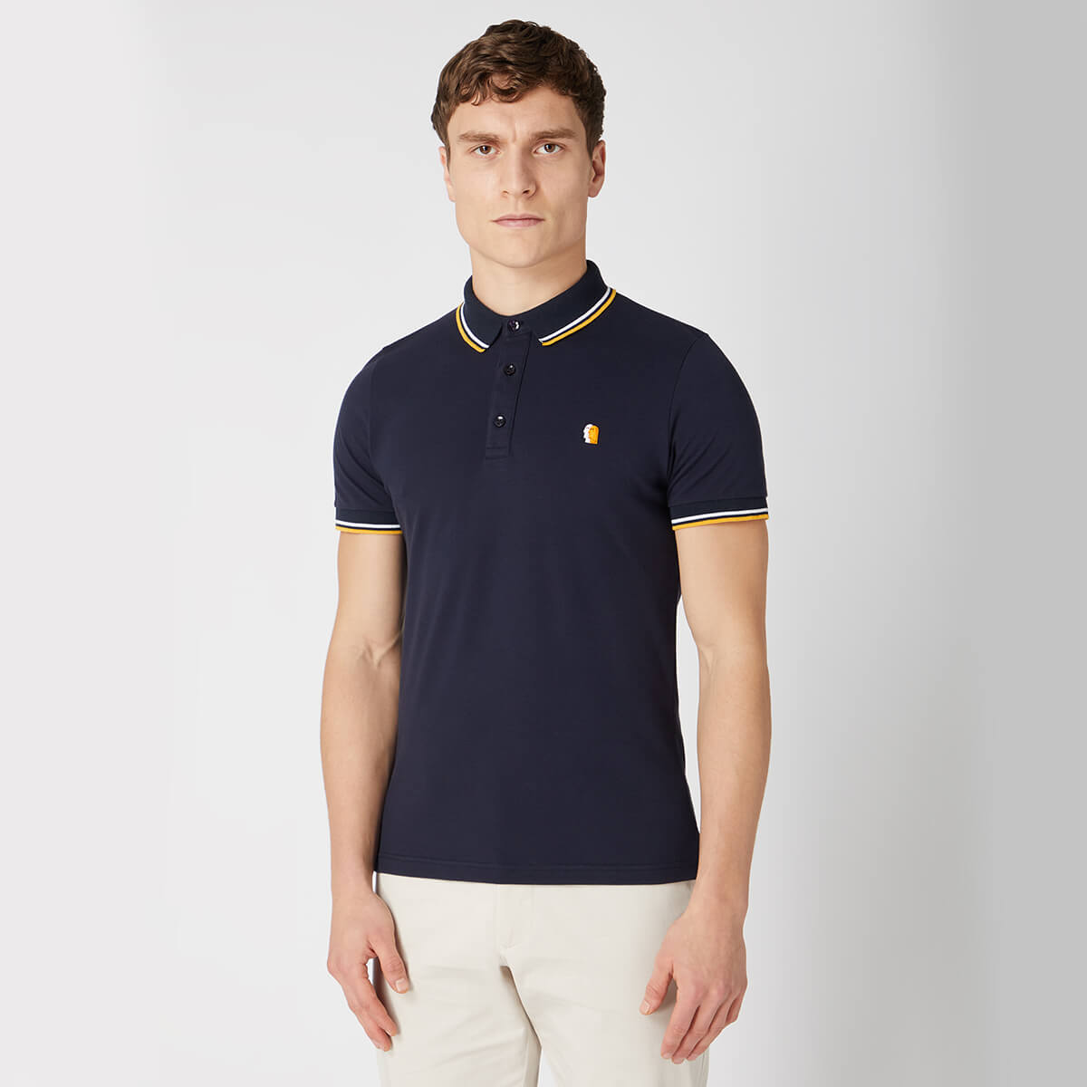 Remus Uomo 133 58770 78 Navy Cotton Blend 3 Button Pique Polo Shirt 17